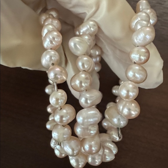 PINK FRESHWATER PEARLS BRACELET COIL ARTISAN Jewelry Spiral Bangle Genuine Pearl - Picture 10 of 12